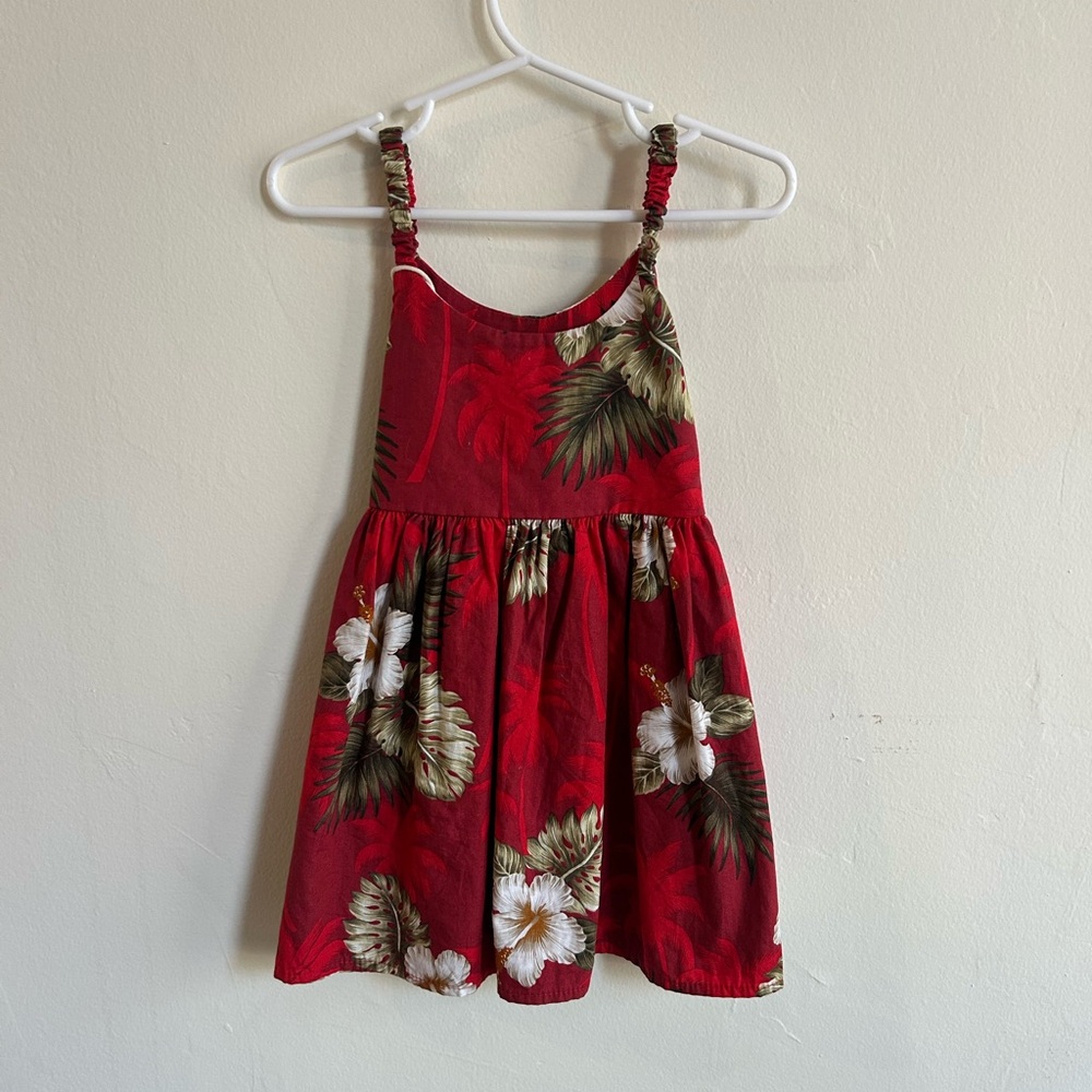 Vintage Hawaiian Tropical Red Kids Dress